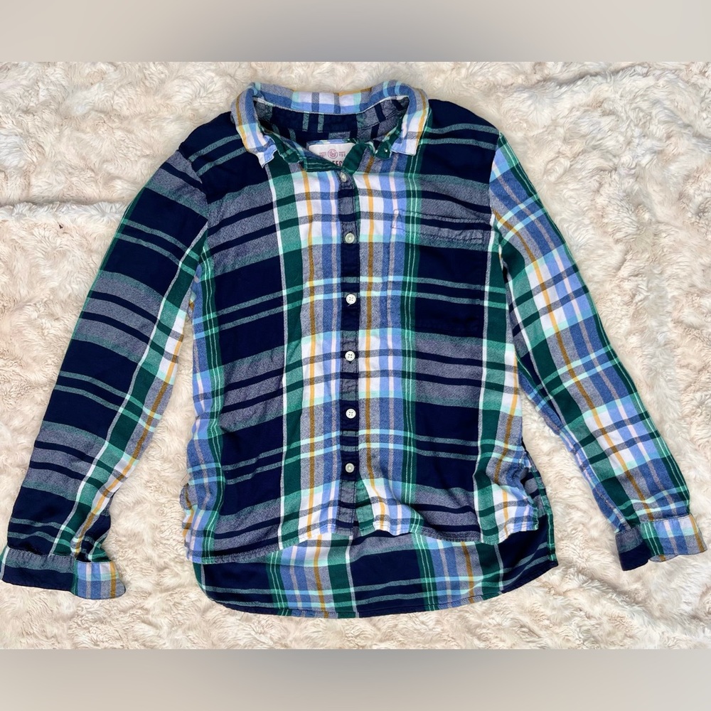 Navy Plaid Button Down